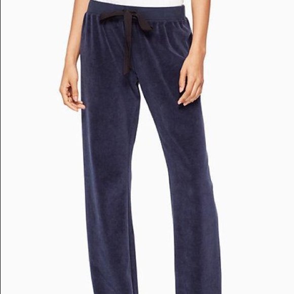 ❤️5/$25 NWOT KATE SPADE Broome Dark Navy Velour Sweatpants - Picture 2 of 8